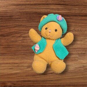 Vintage Commonwealth Teddy Bear With Green Hat & Vest 9"